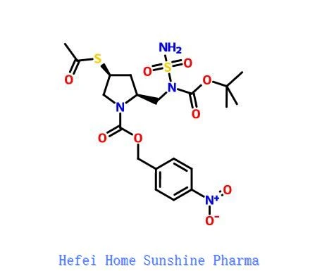 (2S, 4S) -4-acetylotio-2 - [[N-sulfamoilo-N- (tert-butoksykarbonylo) amino] metylo] pirolidyno-1-karboksylan 4-nitrobenzylu CAS 491878-06-9